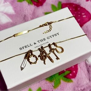 Spell and the Gypsy Gold and Crystal Charm Necklace sword snake key six degrees